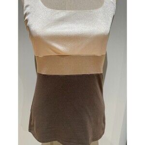 Express womens small tank top cream tan beige brown cotton poly blend excellent